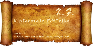 Kupferstein Füzike névjegykártya